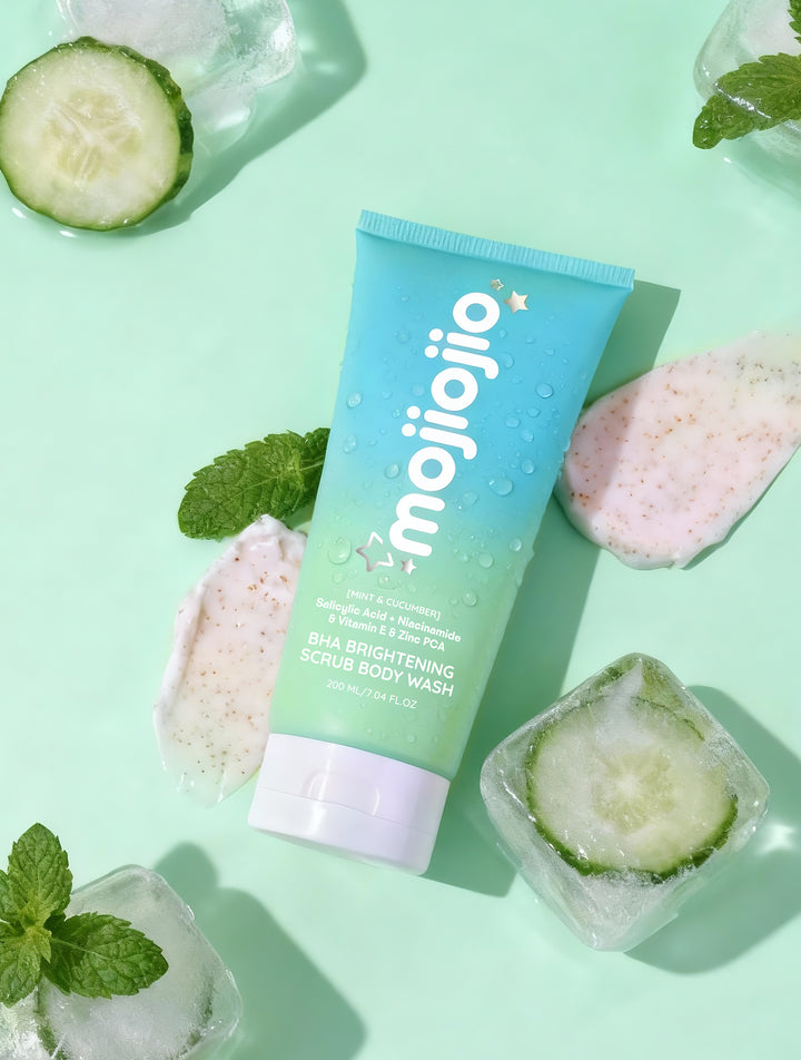 mojiojio Beauty Mint & Cucumber BHA Brightening Scrub Body Wash 220g