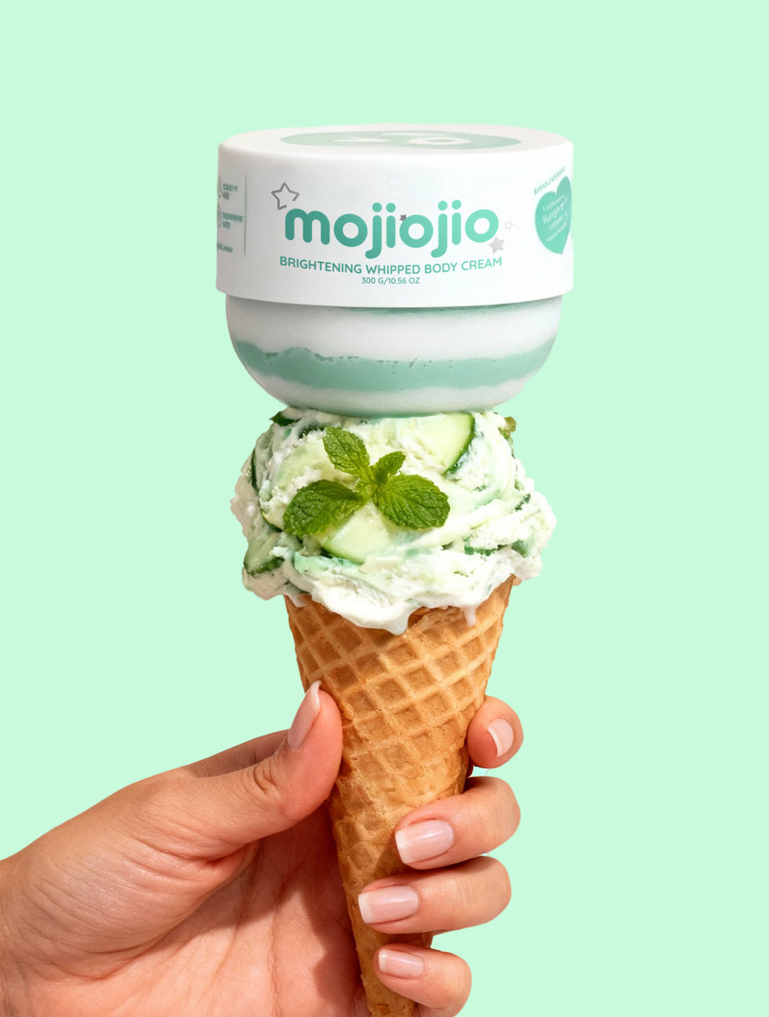 mojiojio Beauty Mint & Cucumber Brightening Whipped Body Cream 300g