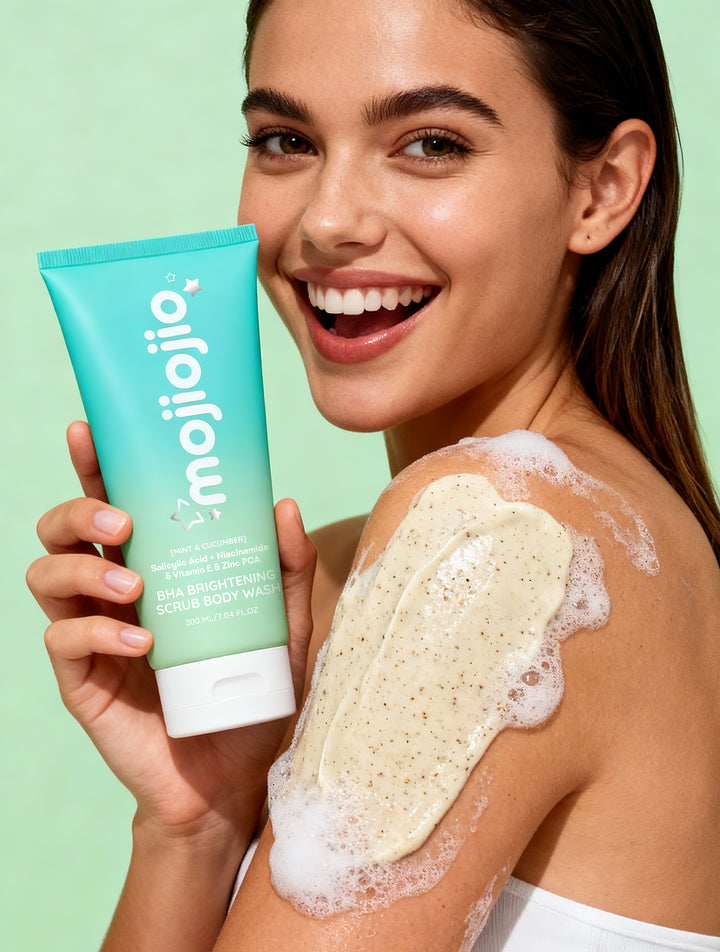 mojiojio Beauty Mint & Cucumber BHA Brightening Scrub Body Wash 220g