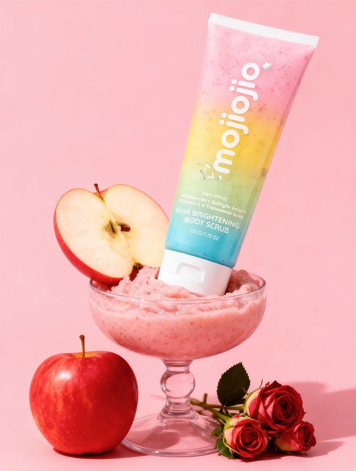 mojiojio Beauty Red Apple & Rose Bha Brightening Body Scrub 220g